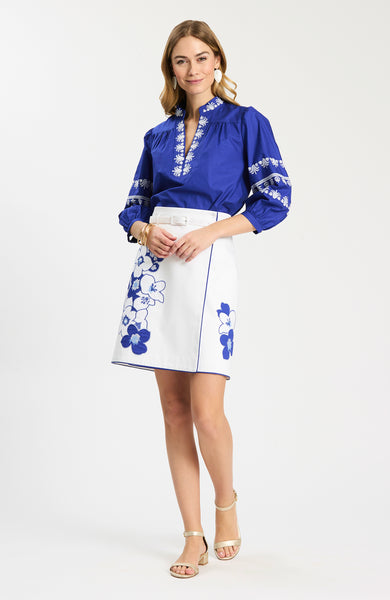 Simone Applique Skirt - Multi Blue Floral – tyler böe