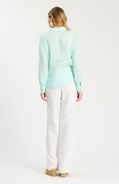 Gianna Linen Viscose Pant - White – tyler böe