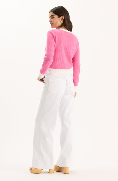 Tibby Gold Button Tipped Cardigan - Petal Pink – tyler böe