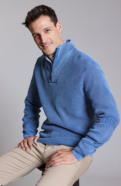 Mineral Wash 1/4 Zip Sweater - Cadet – tyler böe
