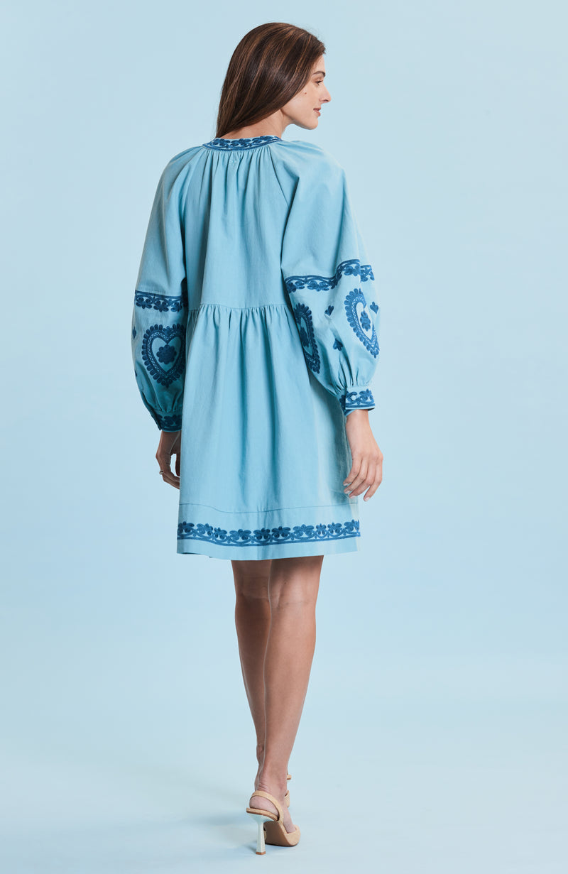 Renee Embroidered Dress - Porcelain