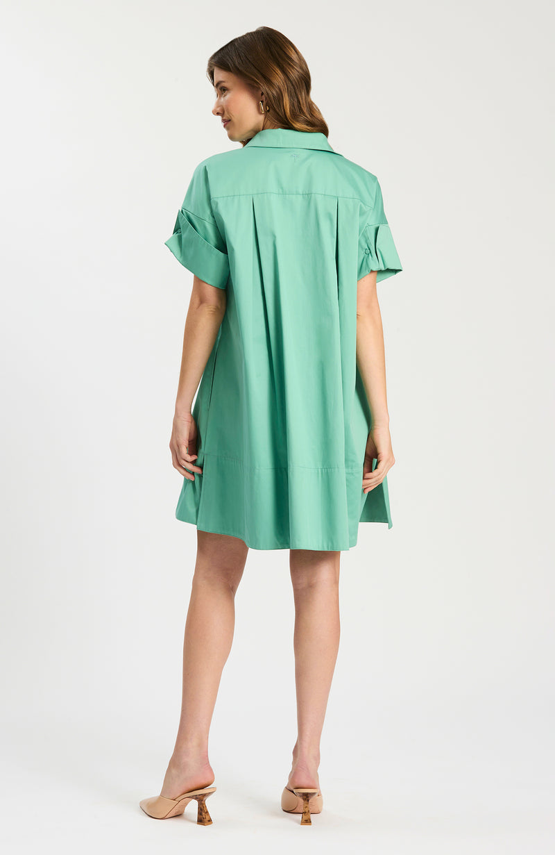 short cotton shirt dress COS Women's Poplin Short-Sleeve Shirt Dress in Black | Cotton