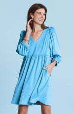 Eva Faux Suede Dress - Aquamarine