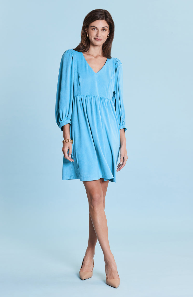 Eva Faux Suede Dress - Aquamarine
