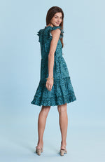 Ursula Cotton Animal Dress - Aquamarine Cheetah