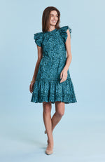 Ursula Cotton Animal Dress - Aquamarine Cheetah