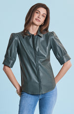 Alice Vegan Leather Shirt - Brunswick