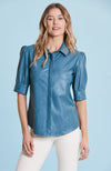 Alice Vegan Leather Shirt - Deep Aquamarine