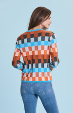 Stepped Pattern Crewneck Sweater - Multi Checks