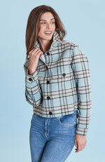 Mallory Aqua Plaid Jacket - Aquamarine Plaid