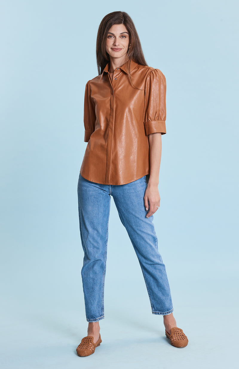 Alice Vegan Leather Shirt - Pecan