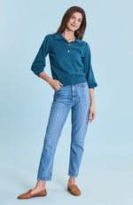 Cotton Cashmere Polo - Deep Aquamarine