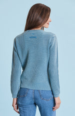 Mineral Wash Shaker Sweater - Deep Aquamarine