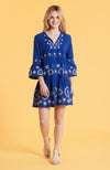 Holly Embroidered Skimmer Dress - Military Blue