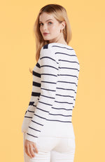 Striped Shaker Sweater - Navy