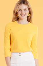 Crewneck 3/4 Sleeve Tee - Sunshine Yellow
