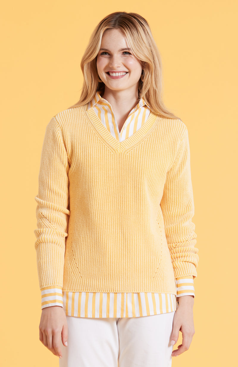 Mineral Wash Shaker Sweater - Sunshine Yellow