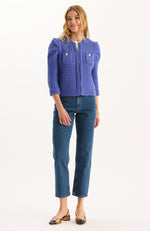 Liza Cotton Blend Knit Jacket - Light Royal