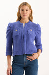 Liza Cotton Blend Knit Jacket - Light Royal