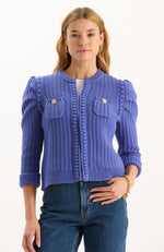 Liza Cotton Blend Knit Jacket - Light Royal