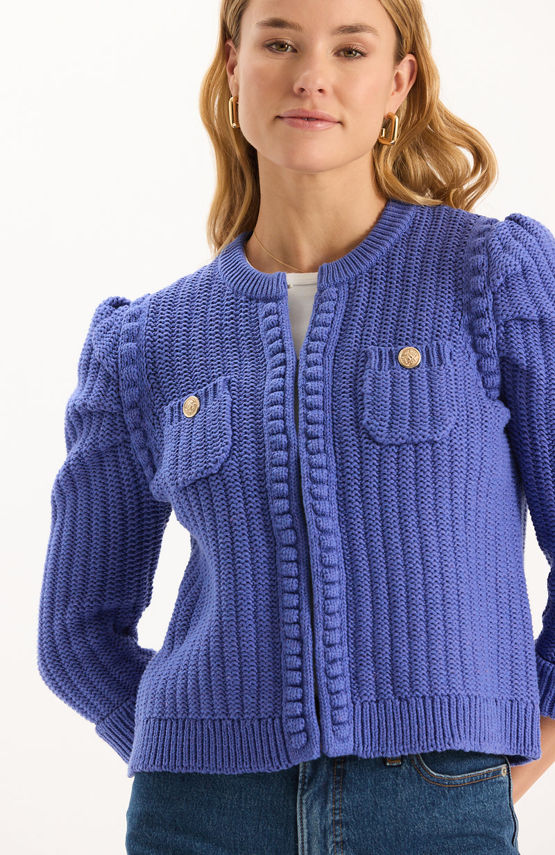 Liza Cotton Blend Knit Jacket - Light Royal