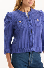 Liza Cotton Blend Knit Jacket - Light Royal