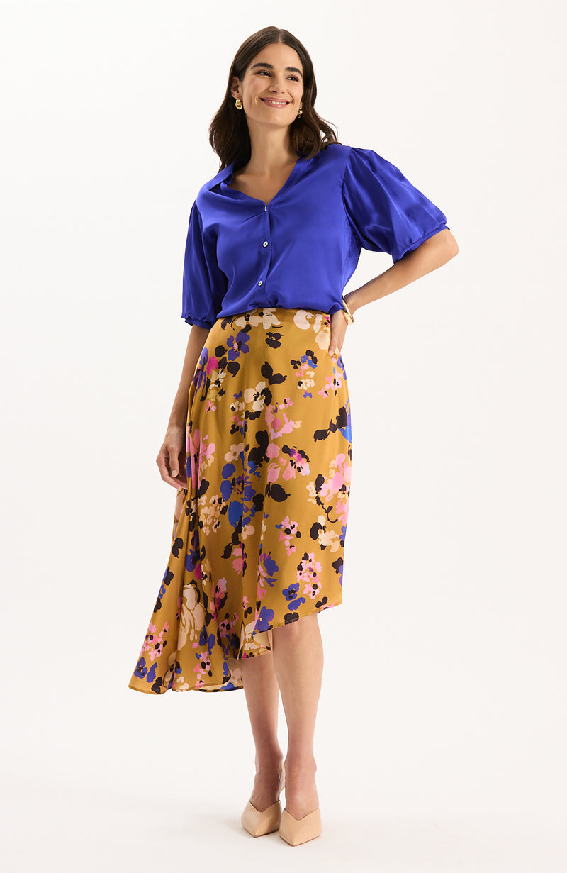 Tara Charmeuse Blouse - Regal Blue