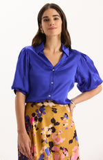 Tara Charmeuse Blouse - Regal Blue