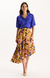 Nina Asymmetrical Charmeuse Skirt - Enchanted Floral
