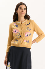 Flora Embroidered Cardigan - Light Camel