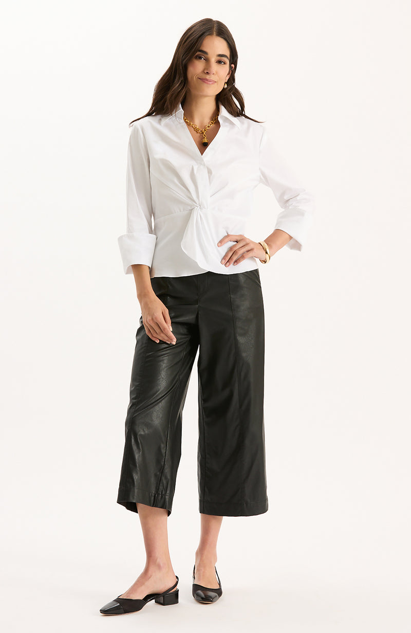Payton Vegan Leather Cropped Pant - Black