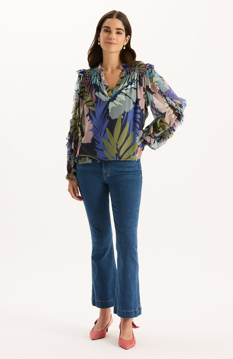 Sylvie Silk Georgette Blouse - Autumn Leaves