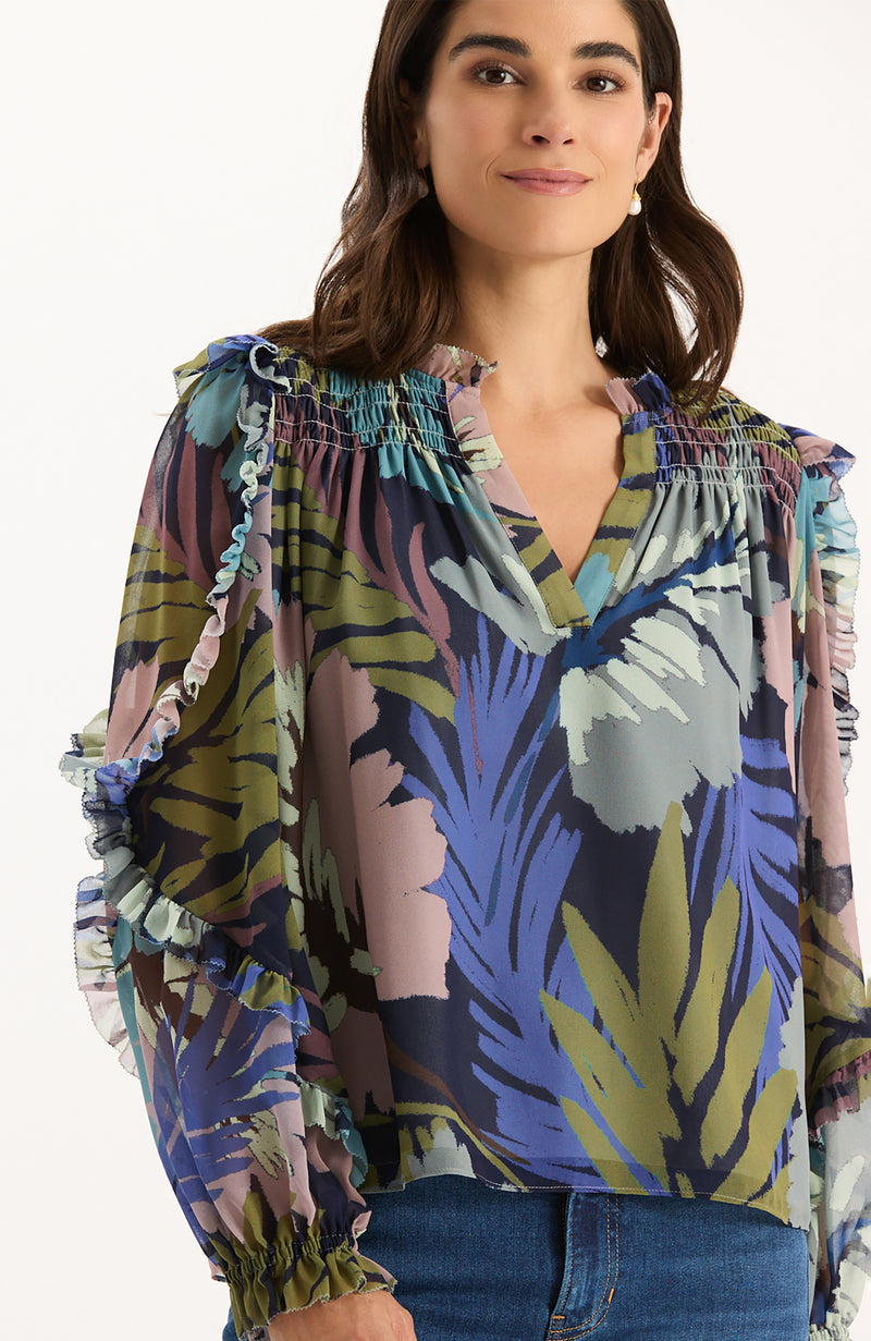 Sylvie Silk Georgette Blouse - Autumn Leaves