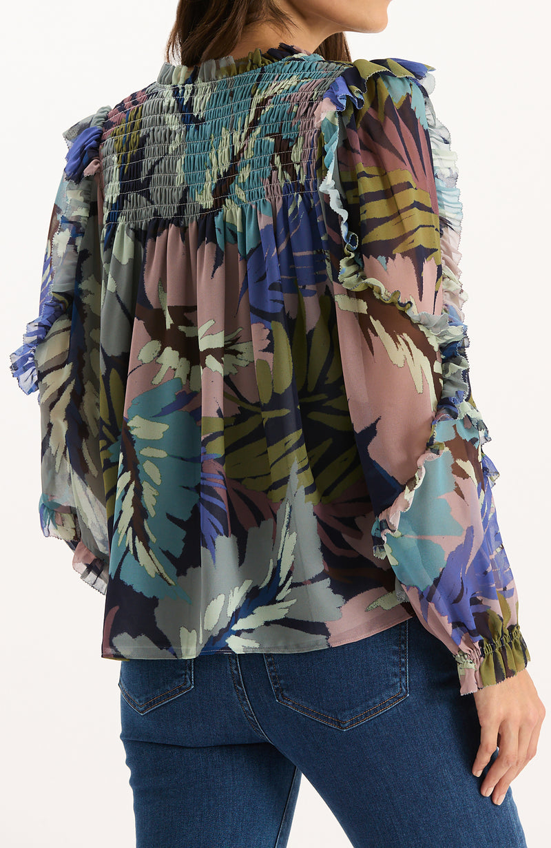 Sylvie Silk Georgette Blouse - Autumn Leaves