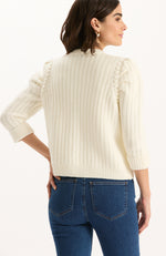 Liza Cotton Blend Knit Jacket - Ivory