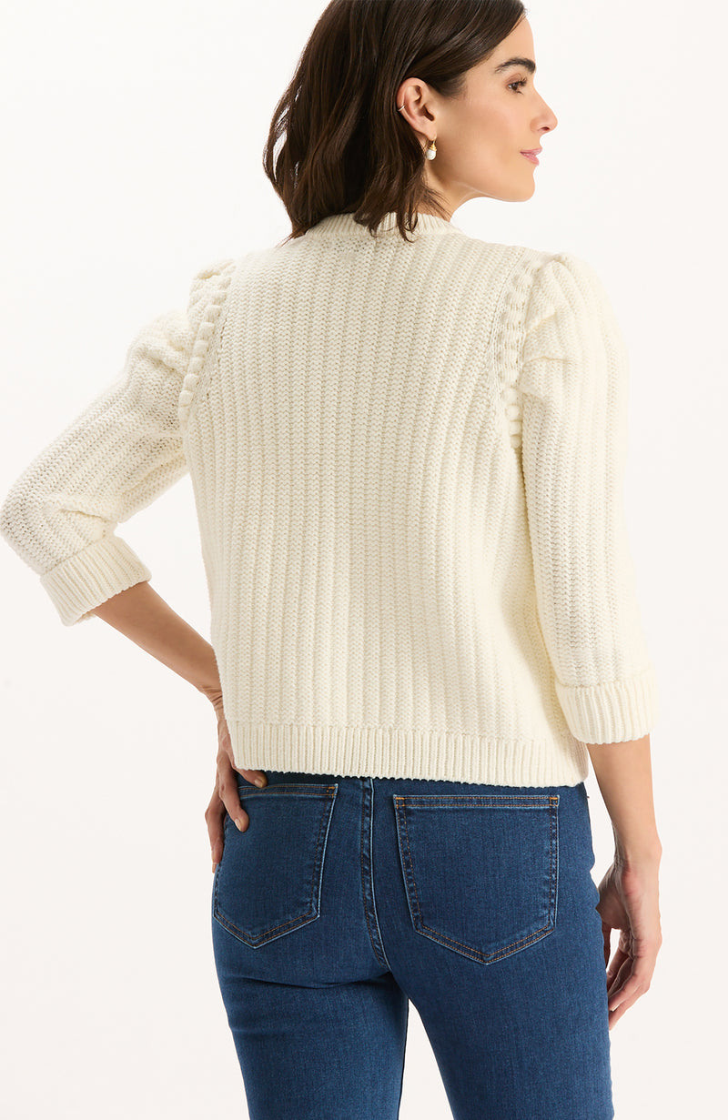 Liza Cotton Blend Knit Jacket - Ivory