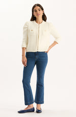 Liza Cotton Blend Knit Jacket - Ivory