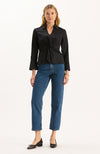 Paige Cotton Twisted Front Top - Black