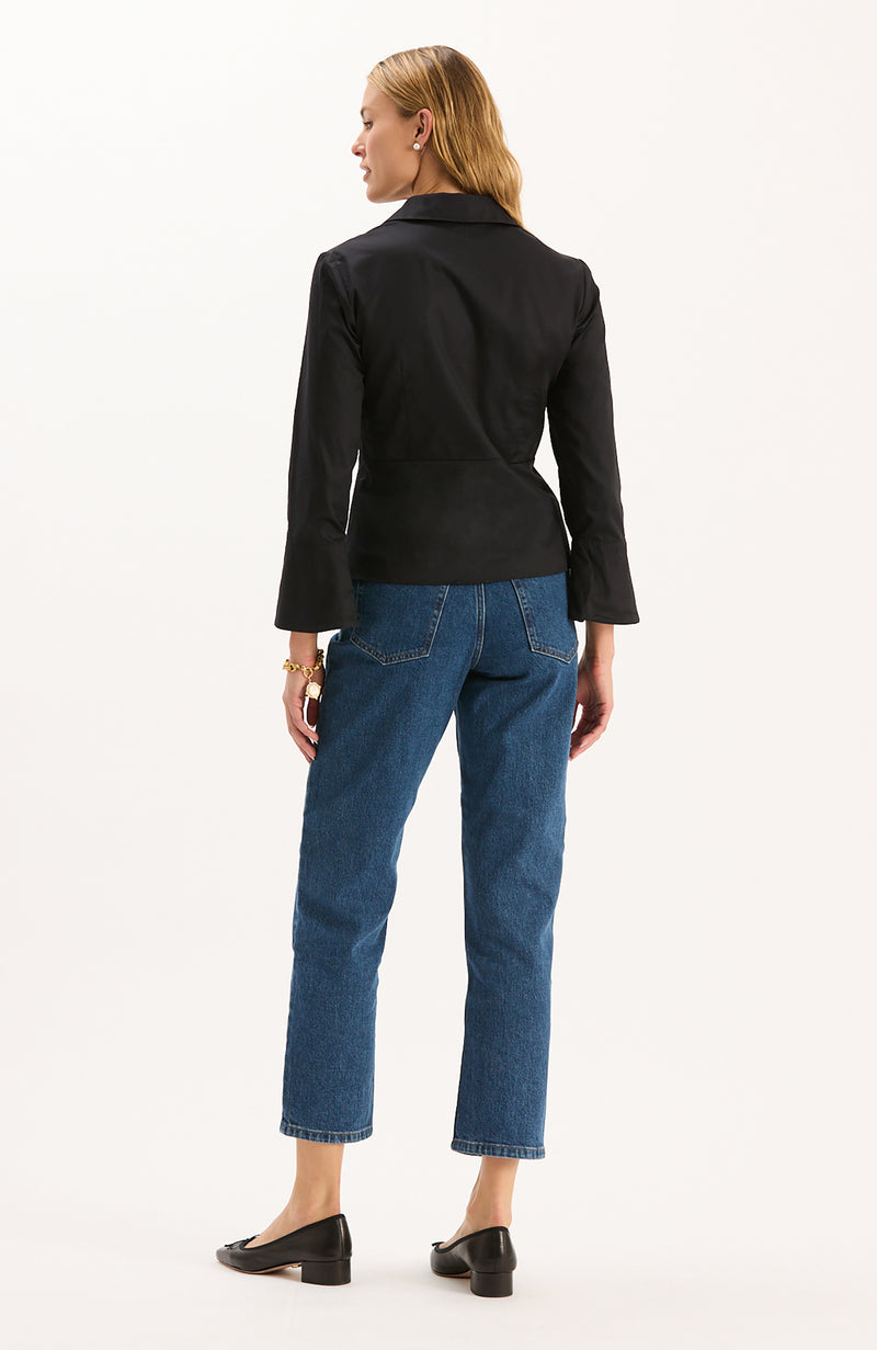 Paige Cotton Twisted Front Top - Black