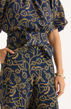 Hannah Printed Knit Top - Mid Navy