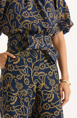 Hannah Printed Knit Top - Mid Navy