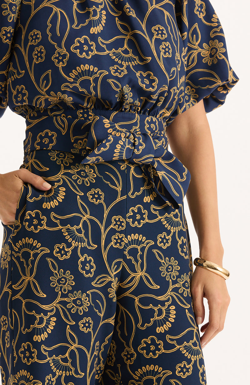 Hannah Printed Knit Top - Mid Navy
