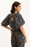 Hannah Printed Knit Top - Mid Navy