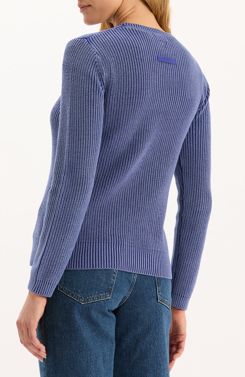 Mineral Wash Crew Neck Sweater - Royal