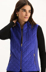 Faux Suede Moto Vest - Royal