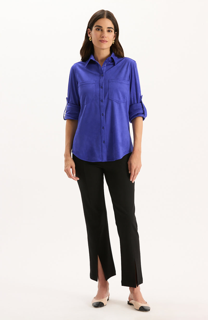 Addison Faux Suede Shirt - Royal