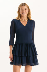 Connie Georgette Dress - Mid Navy
