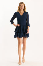 Connie Georgette Dress - Mid Navy