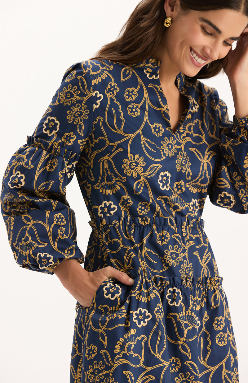 Emory Cotton Embroidered Dress - Embroidery Print
