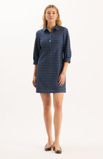 Kat Knit Dress - Navy Royal White